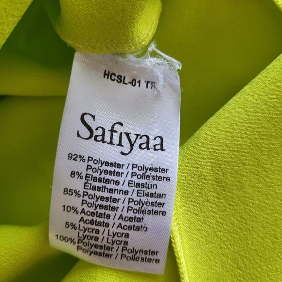 NWT $2230 Safiyaa Abra crêpe and satin gowncape-effect Sz S neon Green Cocktail - Picture 16 of 16